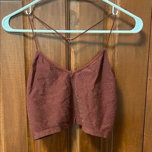 Colsie Sparkly burgundy Crop Top with straps